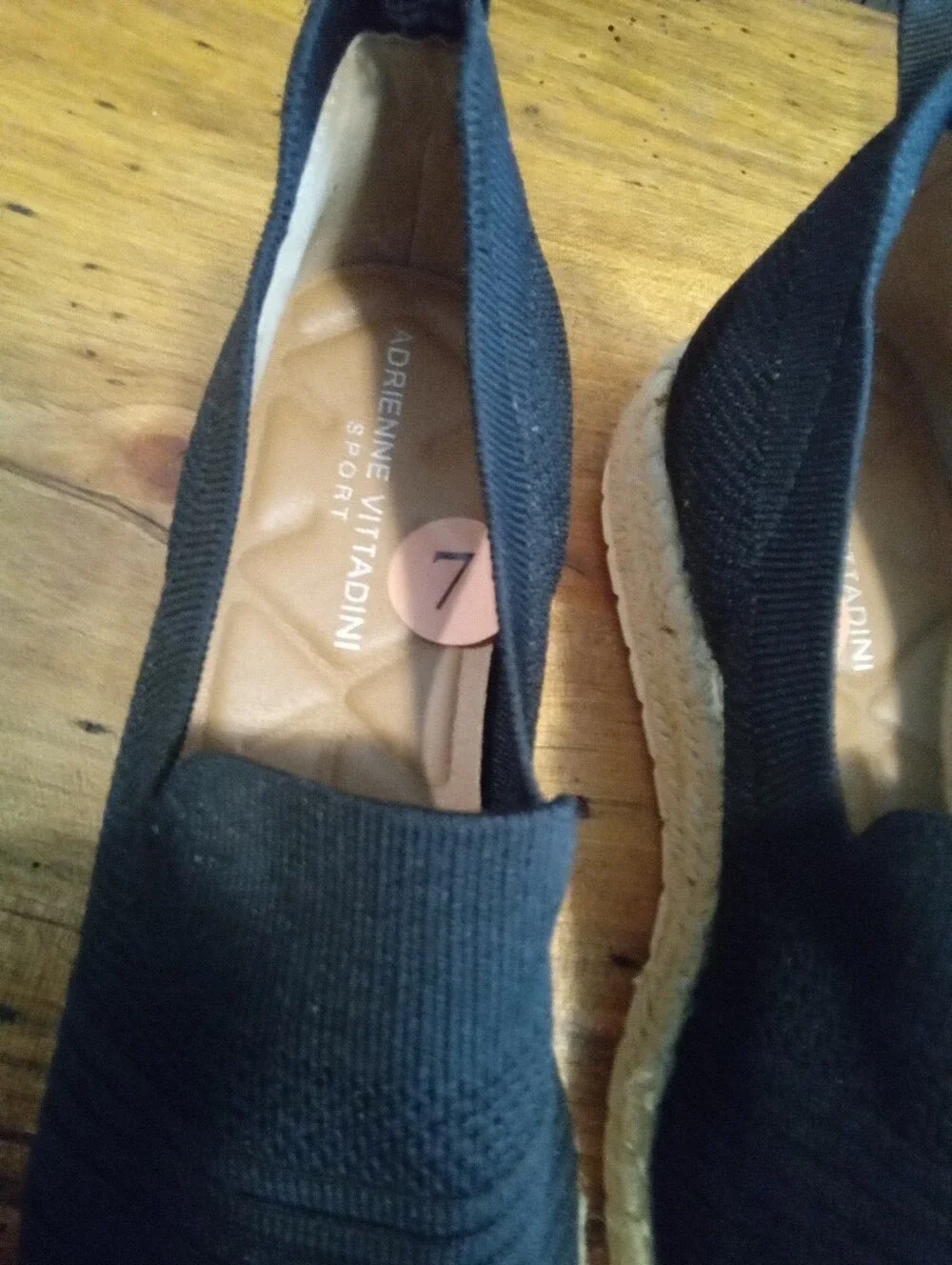 Adrienne Vittadini Sport Niko Size 7 Black Slip-On Espadrille Platform Sneakers